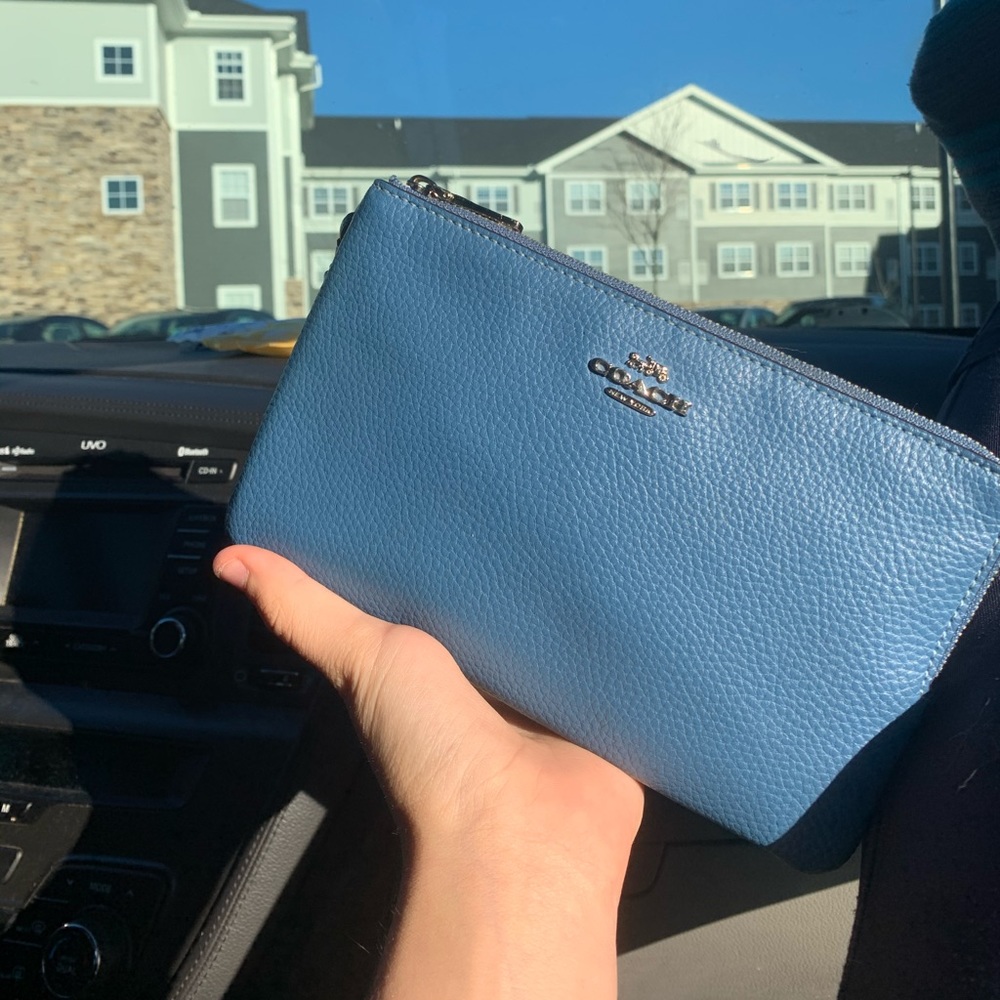 blue coach wristlet